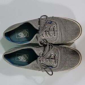 Men's Vans Off the Wall Tweed Herringbone Sneakers, Gray, Size 6.5, Pre-owned